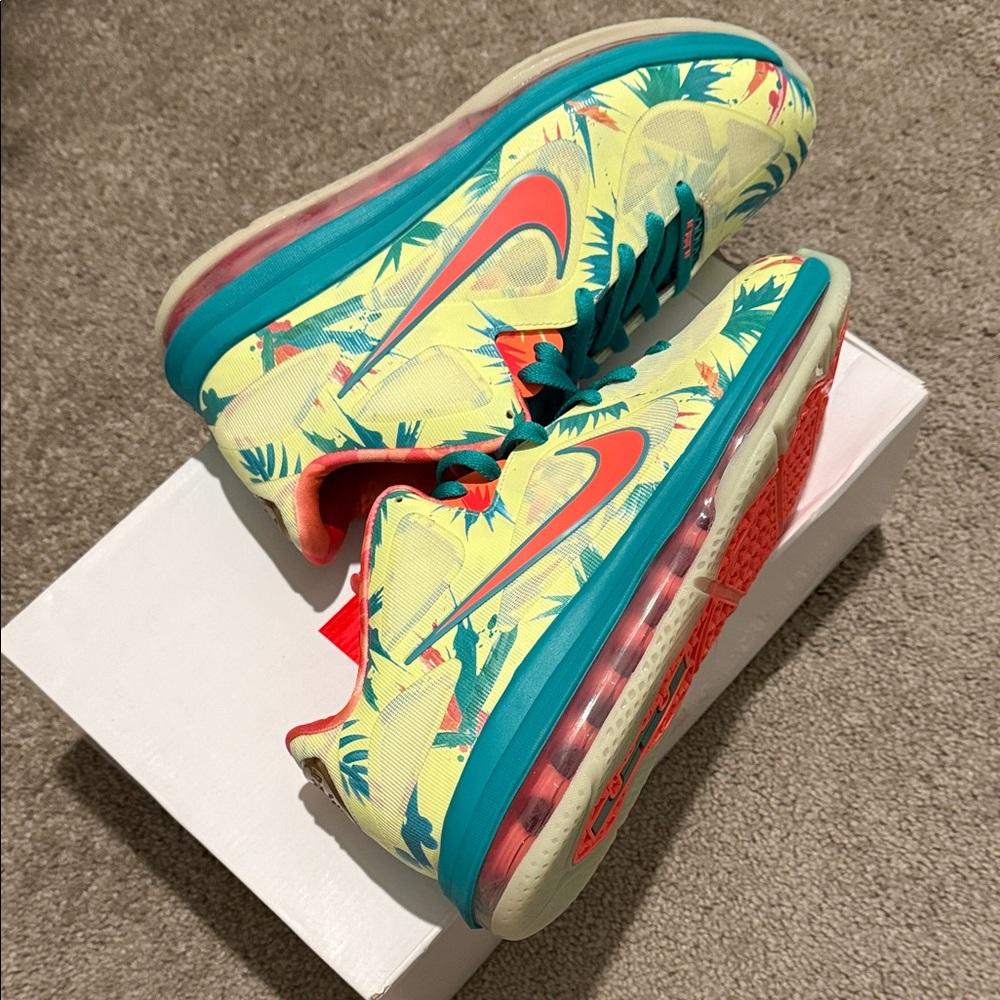 Nike LeBron IX Low White Lime and Bright Mango - Picture 7 of 8